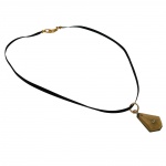 necklace, trapezium pendant, rhinestone, brown