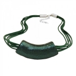 necklace, tube, flat-curved, dark-green