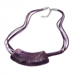 necklace, tube, flat curved, dark lilac, 50cm