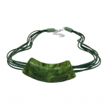 necklace, tube, flat curved, green, 50cm