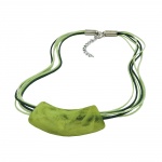necklace, tube flat curved, green, 50cm