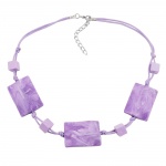 necklace, wavy tetragon, white-lavender 