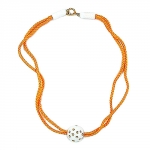 necklace, white bead, thick orange cord