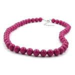 necklace, with purple beads 10mm, 42cm 