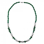 necklace, wood, green, chrome, matte