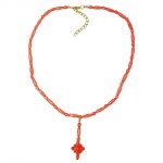 necklace, y-pendant, red