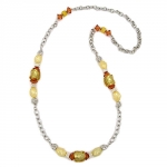 necklace, yellow-orange, anchor chain, 90cm