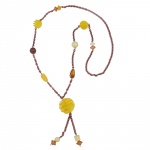 necklace, yellow, spiral pearl, 90cm