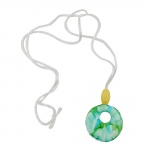 necklace, yellow/ turquoise/ white marbled