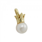pendant 11x6mm freshwater cultured pearl with crown 9k gold