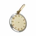 pendant 12,4mm baptism clock bicolor rhodium plated 9k gold