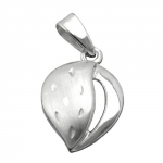 pendant 14x10mm heart matt-shiny with diamond cut silver 925