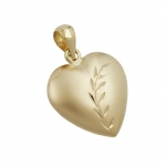 pendant 14x14mm heart with cut matte shiny 9k gold