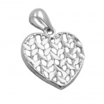 pendant 15x15mm heart shiny diamond cut silver 925