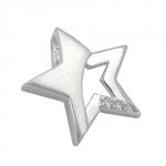 pendant 15x16mm star with zirconias matt shiny silver 925