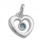 pendant 17x16mm heart synthetic blue topaz shiny silver 925