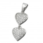 pendant 20x8mm 2 hearts with zirconias silver 925