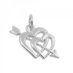 pendant 23x12mm double heart with cupid arrow silver 925