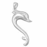 pendant, big dolphin, silver 925