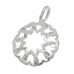 pendant circle heart zirconia silver 925