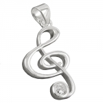 pendant, clef with zirconia, silver 925
