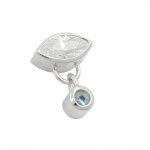pendant, cz, aquamarine, silver 925