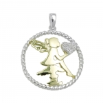 pendant, fairy with heart, silver 925