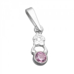 pendant, flower pink, silver 925