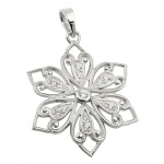 pendant flower rhodium plated silver 925