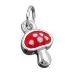 pendant, fly agaric, red, silver 925