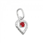 pendant, glass-stone red, silver 925