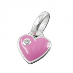 pendant, heart, pink, zirconia, silver 925