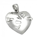 pendant, heart with bow, silver 925