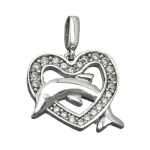 pendant, heart with dolphin, silver 925