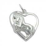 pendant heart with horse, silver 925