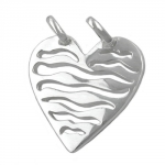 pendant, heart with two eyelets, silver 925