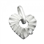 pendant, heart with zirconia, silver 925 