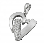 pendant, heart with zirconia, silver 925 
