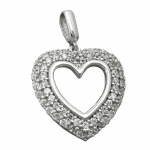 pendant, heart with zirconia, silver 925