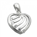 pendant heart with zirconias, silver 925 