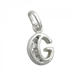pendant, initial g with cz, silver 925