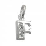 pendant, initiale f with cz, silver 925