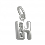 pendant, initiale h with cz, silver 925
