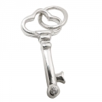 pendant, key with zirconia, silver 925