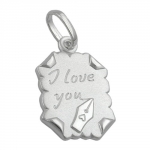 pendant, letter, -i love you-, silver 925