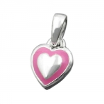 pendant, little heart, pink, silver 925