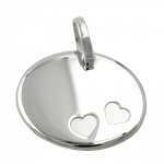 pendant, oval, 2 hearts, silver 925