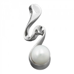 pendant, pearl and zirconias, silver 925 