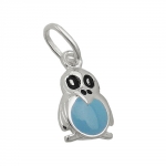pendant, penguin blue-black, silver 925