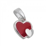 pendant, two hearts red, silver 925